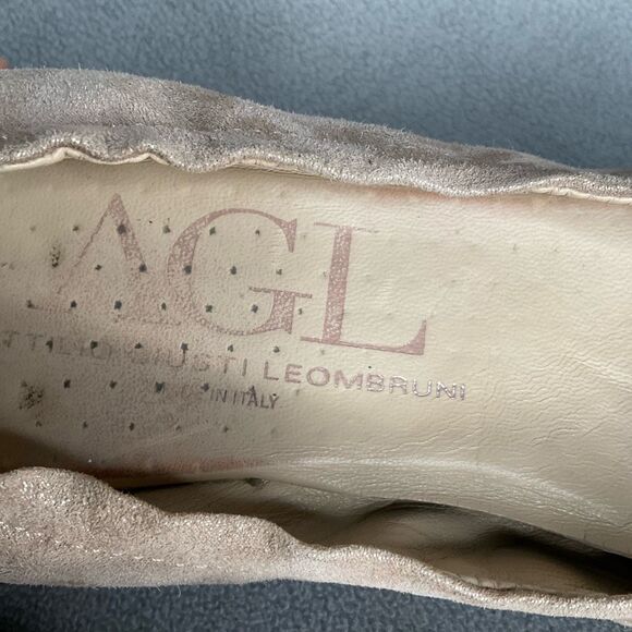 AGL Attilio Giusti Leombruni Pumps Round Toe Shimmer‎ Nude Heels US 10,5(40,5) - Picture 3 of 11